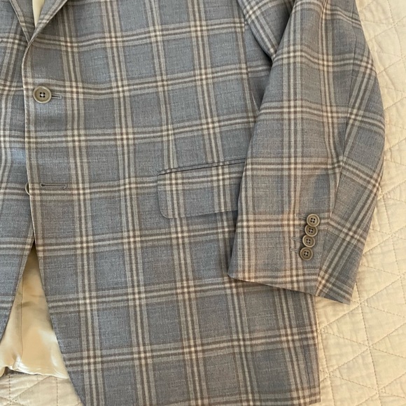 TRUSSINI made In Italy Super 130’s Wool Check Print Jacket Size 46R - Picture 2 of 11